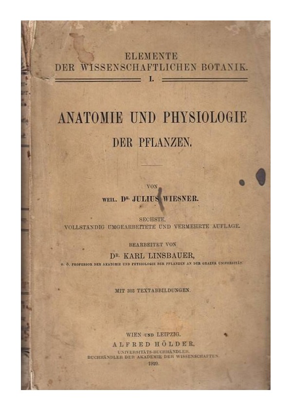 Anatomie und physiologie der pflanzen 1920 г