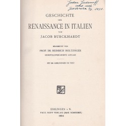Geschichte der Renaissance in Italien von Jacob Burckhardt 1924 г